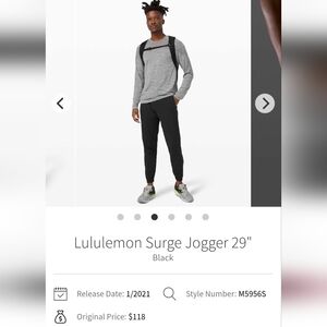 Lululemon Surge Jogger 29" Sz S Black